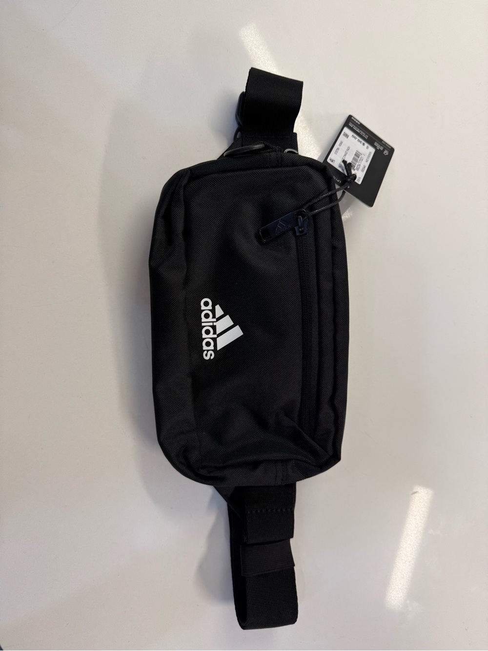 adidas Black Waist Sling Pack with White Logo